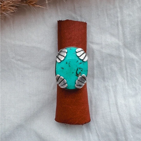 Vintage size 7 turquoise mermaid ring - Picture 1 of 4